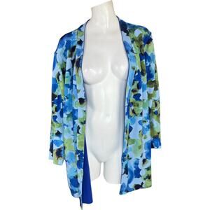 GRAVER Susan Graver Petite LK Fusion Plus Reversible Topper Watercolor/Blue 3XP